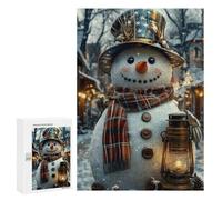 Jigsaw Puzzle for Adults 300 PCS Charming Snowman with Lantern Teenagers Puzzles Brain Teaser Game Analysis And Logic for Is Ideal As A Gift 300 PCS
