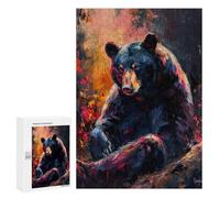 Jigsaw Puzzle for Adults 300 PCS Colorful Black Bear Painting Jigsaws for Adults Puzzle Difficult Challenge Difficult And Challenge Brainteaser Family Games 300 PCS