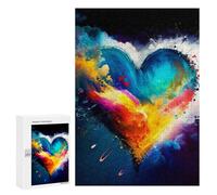Jigsaw Puzzle for Adults 300 PCS Colorful Heart Painting Jigsaw Brain Teaser Game Precision Cutting Parent-child Interaction 300 PCS