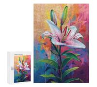 Jigsaw Puzzle for Adults 300 PCS Colorful Lily Art Print Puzzle For Teenagers Difficult Hard Wishlist with Santa Claus Challenging Family Fun Game 300 PCS