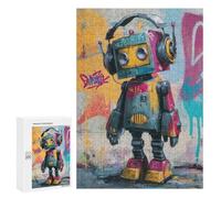 Jigsaw Puzzle for Adults 300 PCS Colorful Robot Graffiti Art Print Jigsaws for Adults Puzzle Difficult Challenge Difficult And Challenge Brainteaser Family Games 300 PCS