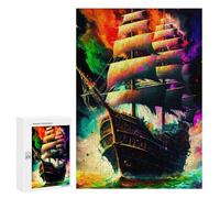Jigsaw Puzzle for Adults 300 PCS Colorful Sailing Ship Artwork Jigsaw Brain Teaser Game Precision Cutting Parent-child Interaction 300 PCS