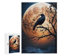 Jigsaw Puzzle for Adults 300 PCS Crow at Night Jigsaw for Adults Anti-Stress Toys Enhance Memory Birthday And Unique Gifts 300 PCS