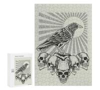 Jigsaw Puzzle for Adults 300 PCS Crow with Skull Head Jigsaw Brain Teaser Game Precision Cutting Parent-child Interaction 300 PCS