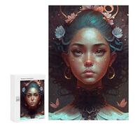 Jigsaw Puzzle for Adults 300 PCS Enchanted Floral Crown Portrait Teenagers Puzzles Brain Teaser Game Analysis And Logic for Is Ideal As A Gift 300 PCS