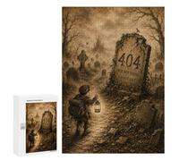 Jigsaw Puzzle for Adults, 300 PCS, Featuring 404 Page Not Found Tombstone, A Relaxing Challenge for Adult Puzzle Enthusiasts, at Home