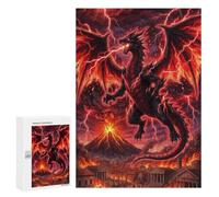 Jigsaw Puzzle for Adults, 300 PCS, Featuring Black Dragon Attacking Ancient City, Classic Jigsaw Entertainment for The Home, for Family Fun