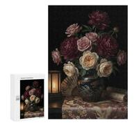 Jigsaw Puzzle for Adults, 300 PCS, Featuring Still Life with Flowers And Lantern, A Satisfying Project for Experienced Puzzlers, for Quiet Evenings