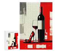 Jigsaw Puzzle for Adults, 300 PCS, Featuring Wine, Shoe, And Glass Still Life, A Creative Way to Unwind after A Busy Day, for Puzzle Fans