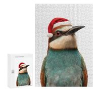 Jigsaw Puzzle for Adults 300 PCS Festive Bee-eater Bird with Santa Hat Teenagers Puzzles Brain Teaser Game Analysis And Logic for Is Ideal As A Gift 300 PCS