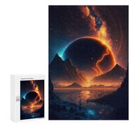 Jigsaw Puzzle for Adults 300 PCS Fiery Planet Rising Teenagers Puzzles Brain Teaser Game Analysis And Logic for Is Ideal As A Gift 300 PCS