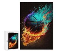 Jigsaw Puzzle for Adults 300 PCS Flaming Basketball Artwork -1 Jigsaw Brain Teaser Game Precision Cutting Parent-child Interaction 300 PCS