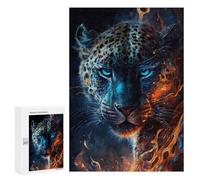 Jigsaw Puzzle for Adults 300 PCS Flaming Leopard Art Print -1 Puzzle for Adults Family Games But Fun And Humorous Difficult And Challenge 300 PCS