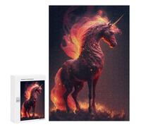 Jigsaw Puzzle for Adults 300 PCS Flaming Unicorn Majesty Jigsaw Brain Teaser Game Precision Cutting Parent-child Interaction 300 PCS
