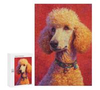 Jigsaw Puzzle for Adults 300 PCS Fluffy Poodle with Red Background Jigsaws for Adults Puzzle Difficult Challenge Difficult And Challenge Brainteaser Family Games 300 PCS