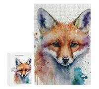 Jigsaw Puzzle for Adults 300 PCS Fox Head Watercolor Art Teenagers Puzzles Family Games Difficult Hard for Is Ideal As A Gift 300 PCS