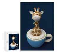 Jigsaw Puzzle for Adults 300 PCS Giraffe in Coffe Cup 2 Teenagers Puzzles Brain Teaser Game Analysis And Logic for Is Ideal As A Gift 300 PCS