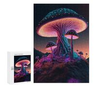 Jigsaw Puzzle for Adults 300 PCS Glowing Mushroom Landscape Jigsaw Brain Teaser Game Precision Cutting Parent-child Interaction 300 PCS