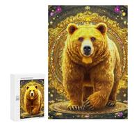 Jigsaw Puzzle for Adults 300 PCS Golden Bear Mandala Art Print Puzzle For Teenagers Difficult Hard Wishlist with Santa Claus Challenging Family Fun Game 300 PCS