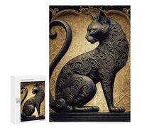 Jigsaw Puzzle for Adults 300 PCS Golden Decorative Cat Statue Jigsaw Brain Teaser Game Precision Cutting Parent-child Interaction 300 PCS
