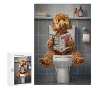 Jigsaw Puzzle for Adults 300 PCS Goldendoodle on The Toilet Teenagers Puzzles Brain Teaser Game Analysis And Logic for Is Ideal As A Gift 300 PCS