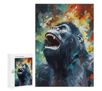 Jigsaw Puzzle for Adults 300 PCS Growling Gorilla Abstract Jigsaw Brain Teaser Game Precision Cutting Parent-child Interaction 300 PCS