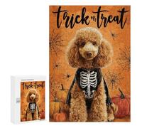 Jigsaw Puzzle for Adults 300 PCS Halloween Poodle Skeleton Costume Jigsaws for Adults Puzzle Difficult Challenge Difficult And Challenge Brainteaser Family Games 300 PCS