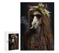 Jigsaw Puzzle for Adults 300 PCS Hippie Horse Smoking Teenagers Puzzles Brain Teaser Game Analysis And Logic for Is Ideal As A Gift 300 PCS