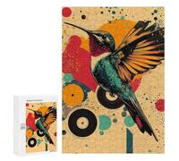 Jigsaw Puzzle for Adults 300 PCS Hummingbird with Abstract Background Hummingbird Vibrant Poster Jigsaw for Adults Anti-Stress Toys Enhance Memory Birthday And Unique Gifts 300 PCS