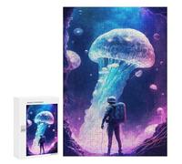 Jigsaw Puzzle for Adults 300 PCS Jellyfish In Space Jigsaw for Adults Anti-Stress Toys Enhance Memory Birthday And Unique Gifts 300 PCS