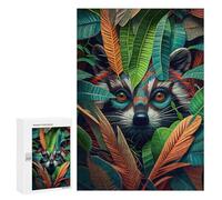 Jigsaw Puzzle for Adults 300 PCS Jungle Raccoon Portrait Jigsaw Brain Teaser Game Precision Cutting Parent-child Interaction 300 PCS