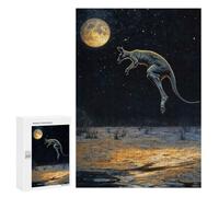 Jigsaw Puzzle for Adults 300 PCS Kangaroo Leaping Under Moonlight Teenagers Puzzles Brain Teaser Game Analysis And Logic for Is Ideal As A Gift 300 PCS