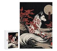 Jigsaw Puzzle for Adults 300 PCS Kitsune Japanese Fox Teenagers Puzzles Relaxing Games Presents for Women Unique Gifts for Birthday And Christmas 300 PCS