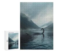 Jigsaw Puzzle for Adults 300 PCS Loch Ness Monster in Lake Teenagers Puzzles Brain Teaser Game Analysis And Logic for Is Ideal As A Gift 300 PCS