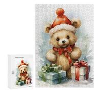 Jigsaw Puzzle for Adults 300 PCS Merry Tiny Bear Xmas Jigsaw for Adults Anti-Stress Toys Enhance Memory Birthday And Unique Gifts 300 PCS