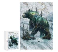 Jigsaw Puzzle for Adults 300 PCS Misty Mountain Bear Jigsaw for Adults Anti-Stress Toys Enhance Memory Birthday And Unique Gifts 300 PCS