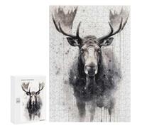 Jigsaw Puzzle for Adults 300 PCS Moose Beauty Black Ink Teenagers Puzzles Brain Teaser Game Analysis And Logic for Is Ideal As A Gift 300 PCS