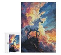 Jigsaw Puzzle for Adults 300 PCS Mystical Unicorn Sunset Jigsaw Brain Teaser Game Precision Cutting Parent-child Interaction 300 PCS