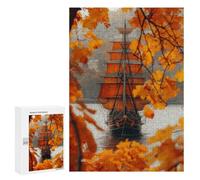 Jigsaw Puzzle for Adults 300 PCS Orange Pirate Ship Teenagers Puzzles Brain Teaser Game Analysis And Logic for Is Ideal As A Gift 300 PCS