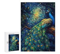 Jigsaw Puzzle for Adults 300 PCS Peacock Under Starry Night Teenagers Puzzles Relaxing Games Presents for Women Unique Gifts for Birthday And Christmas 300 PCS
