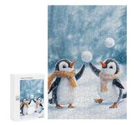 Jigsaw Puzzle for Adults 300 PCS Playful Penguins in Winter Teenagers Puzzles Brain Teaser Game Analysis And Logic for Is Ideal As A Gift 300 PCS