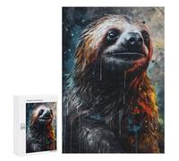Jigsaw Puzzle for Adults 300 PCS Rainbow Sloth Portrait Jigsaw Brain Teaser Game Precision Cutting Parent-child Interaction 300 PCS