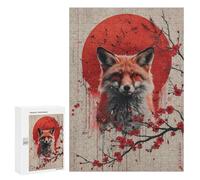 Jigsaw Puzzle for Adults 300 PCS Red Fox And Cherry Blossoms Teenagers Puzzles Family Games Difficult Hard for Is Ideal As A Gift 300 PCS