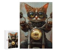 Jigsaw Puzzle for Adults 300 PCS Rider Cat Biker Style -6 Jigsaws for Adults Puzzle Difficult Challenge Difficult And Challenge Brainteaser Family Games 300 PCS