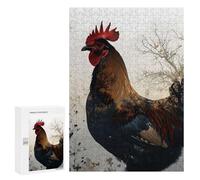 Jigsaw Puzzle for Adults 300 PCS Rooster Double Exposure Jigsaw Brain Teaser Game Precision Cutting Parent-child Interaction 300 PCS