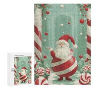 Jigsaw Puzzle for Adults 300 PCS Santa Claus Candy Cane Teenagers Puzzles Brain Teaser Game Analysis And Logic for Is Ideal As A Gift 300 PCS