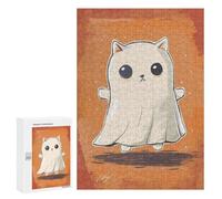 Jigsaw Puzzle for Adults 300 PCS Spooky Halloween Cat Ghost Jigsaw for Adults Anti-Stress Toys Enhance Memory Birthday And Unique Gifts 300 PCS