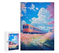 Jigsaw Puzzle for Adults 300 PCS Spring Train Journey Jigsaws for Adults Puzzle Difficult Challenge Difficult And Challenge Brainteaser Family Games 300 PCS