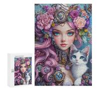 Jigsaw Puzzle for Adults 300 PCS Steampunk Floral Fantasy with Cat-1 Puzzle For Teenagers Difficult Hard Wishlist with Santa Claus Challenging Family Fun Game 300 PCS