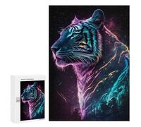 Jigsaw Puzzle for Adults 300 PCS Synthwave Tiger Teenagers Puzzles Family Games Difficult Hard for Is Ideal As A Gift 300 PCS